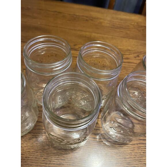 Lot Of 7 Modern Ball Mason Jars Pint Clear Glass Canning Holiday Decor Crafts - Picture 4 of 6